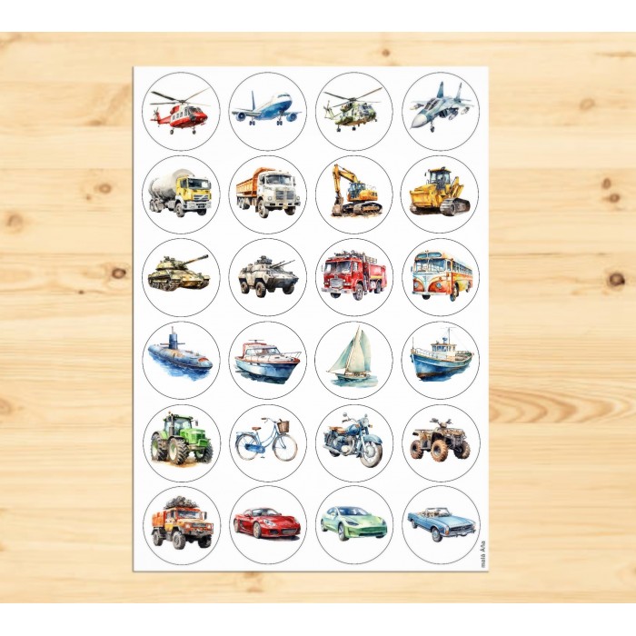 Samolepky kolečka DOPRAVNÍ PROSTŘEDKY